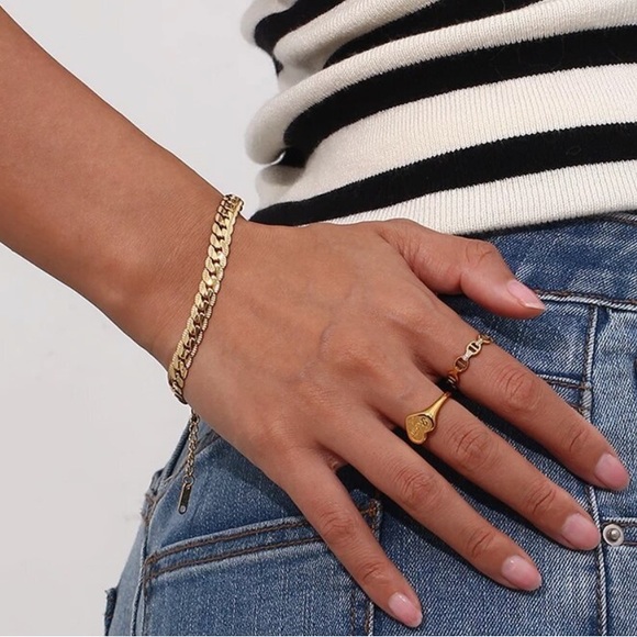 NEW 18K GOLD FLAT CUBAN CHAIN BRACELET, NICE BRACELET, CUTE BRACELET - Picture 5 of 6